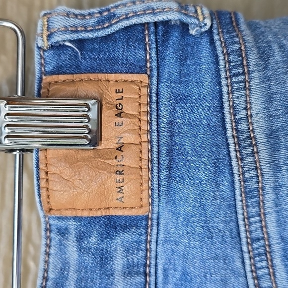 AE American Eagle hi rise shortie denim shorts destructed next level stretch 2 - Picture 6 of 13